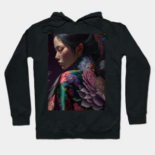 Geisha in floral kimono Hoodie